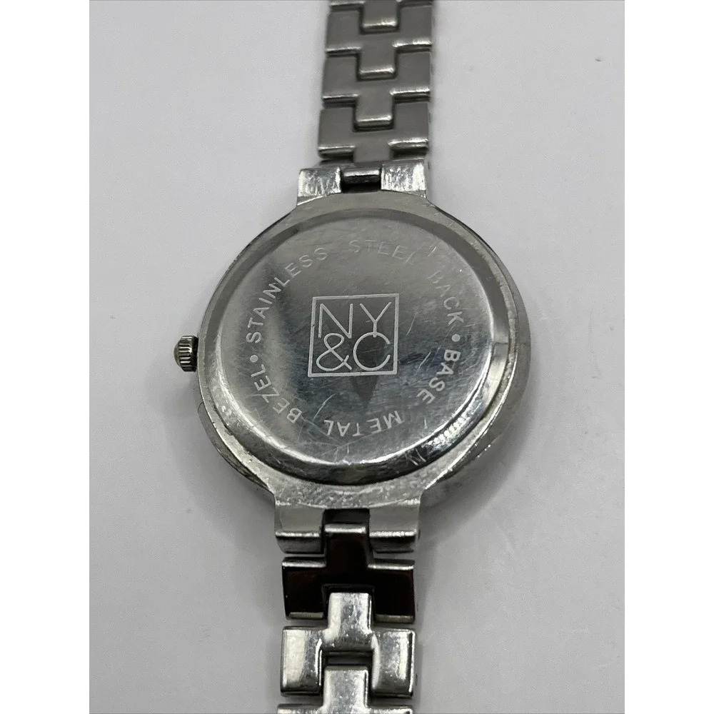 NY&C Women's Quartz Watch Silver Tone Band 31mm Case- New Battery